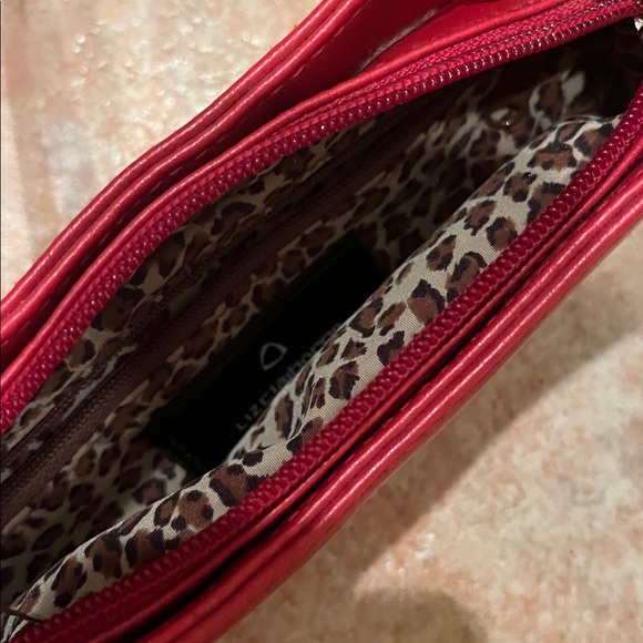 Red Leather Shoulder Bag, Black Clutch, Floral Tapestry Purse - Picture 7 of 7